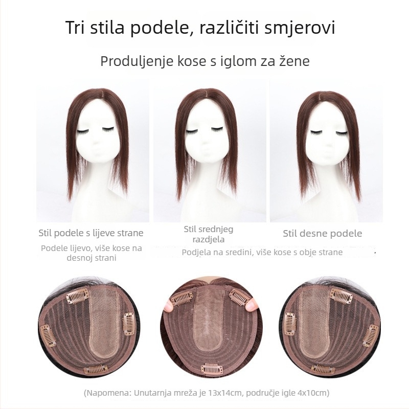 Dio perike od prirodnih vlasi za žene, ravne dlake, model J227-J228, može se obojati