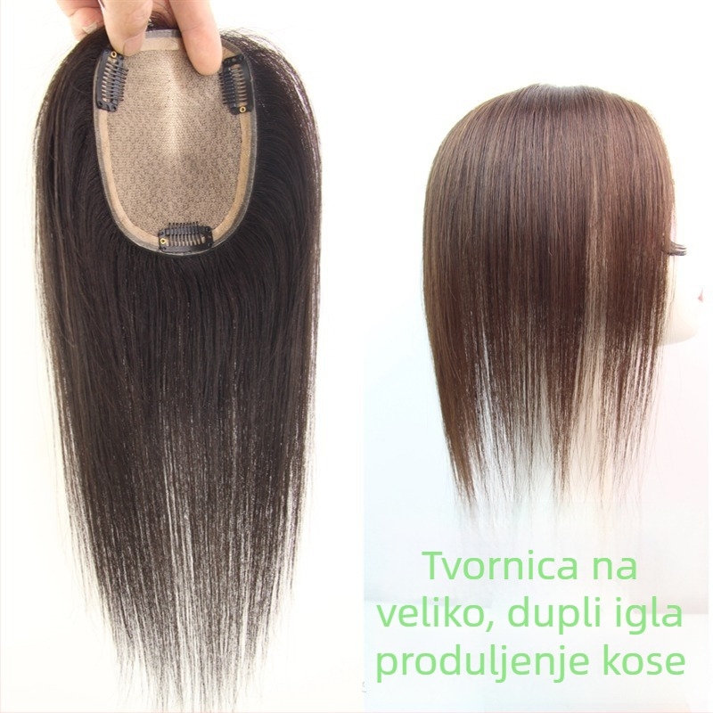 Topper za kosu za žene od pravih ljudskih dlaka, ručno izrađeno, ravne, duljina 25–30 cm, može se bojiti