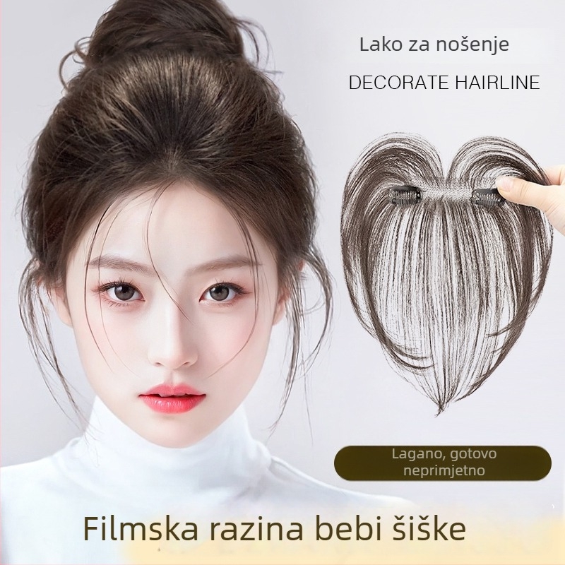 Ženska perika s fringom, od pravih ljudskih vlasi, ručna izrada, prekriva čelo, povećava volumen kose, fringe ravne ili nagnute, može se bojati i uvijati