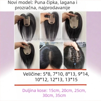 Dio peruke za žene — ljudska kosa, potpuno ručno tkan, gornji dio s dvostrukim šivanjem za zamjenu linije kose, ravna kosa