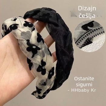 Organza traka za kosu, retro cvjetni stil, ženski dodatak, Aowei Jewelry (Materijal: organza; Stil: retro, ženski; Uzorak: cvijeće; Kategorija: traka za kosu)