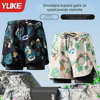 Muške plivačke šorce srednje duljine, novi model, dvostruko brzo sušeći materijal, za plivanje i plažu