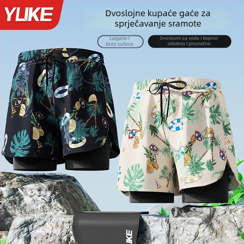 Muške plivačke šorce srednje duljine, novi model, dvostruko brzo sušeći materijal, za plivanje i plažu
