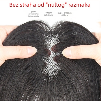 Perika za žene — ručno pletena švicarska mreža, pravo vlasi, ravni stil, smještaj na vrh glave, može se bojati