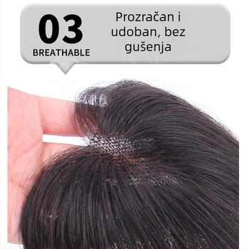 Dio kose za pokriće vrha glave, prava ljudska kosa, potpuno ručno tkan, ravne vlasi, model 10x12, visoka kruna