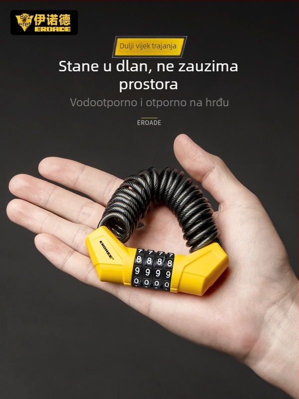 Kodno zaključavanje za kacige, planinski bicikl, dječje kolica i prtljagu – metalno, EROADE, unisex