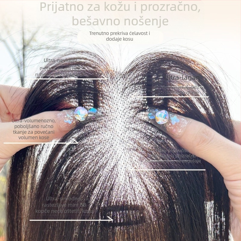 Dodatak za kosu Cloud Light Gauze Seamless Hairpiece — pravo ljudsko vlasi, ručno tkanje, ravne