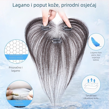 Perika od ljudske kose, potpuno ručno tkana, ravna kosa, model F711, može se obojiti