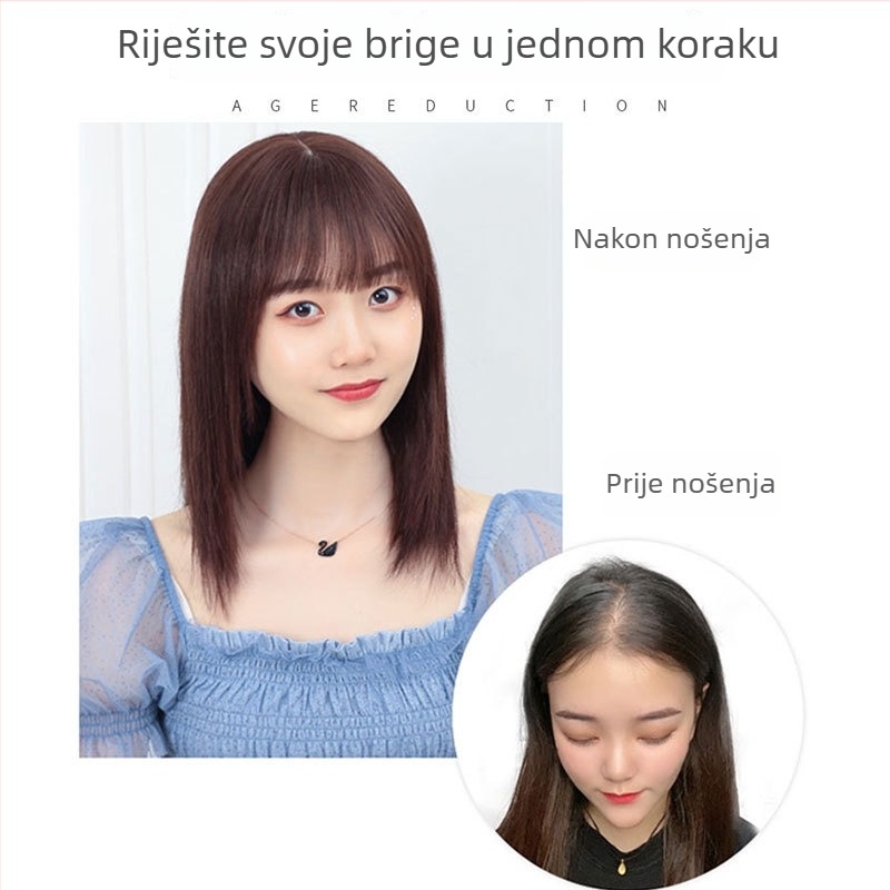 Perika od pravih ljudskih vlasi, ravnog stila, za žene, može se obojiti