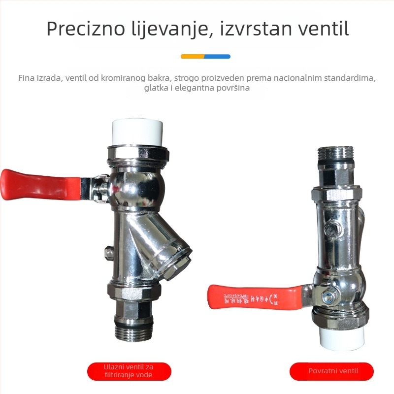 Distribuir za podno grijanje s kromiranim premazom i visokim protokom, integrirani dizajn, montaža na nosač, spojnice 16–20 mm, radna temperatura 0–120 °C
