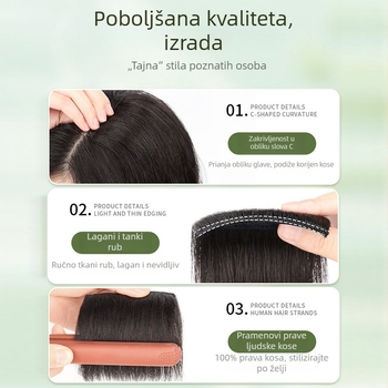 Dijelić perike za volumen na vrhu glave, pravi ljudski kos, ravno, model: Eight-character bangs