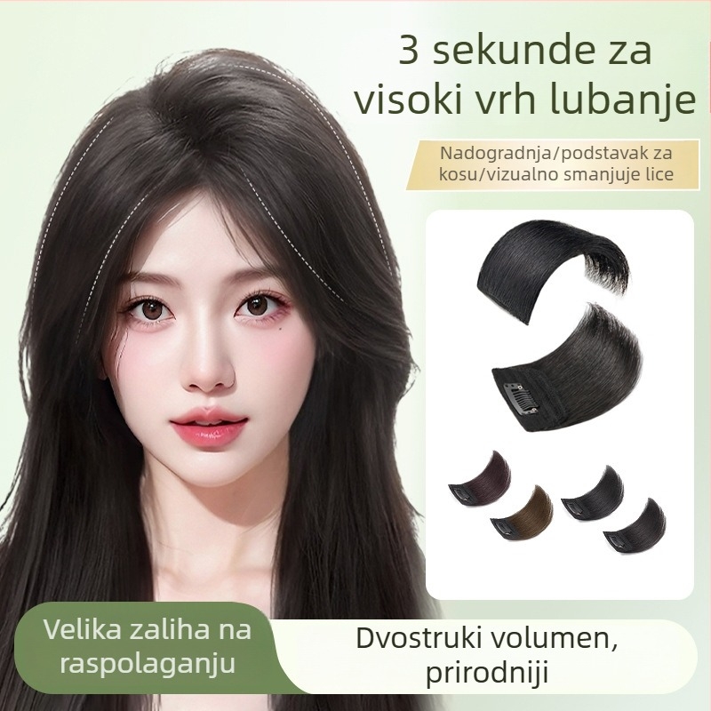 Dijelić perike za volumen na vrhu glave, pravi ljudski kos, ravno, model: Eight-character bangs
