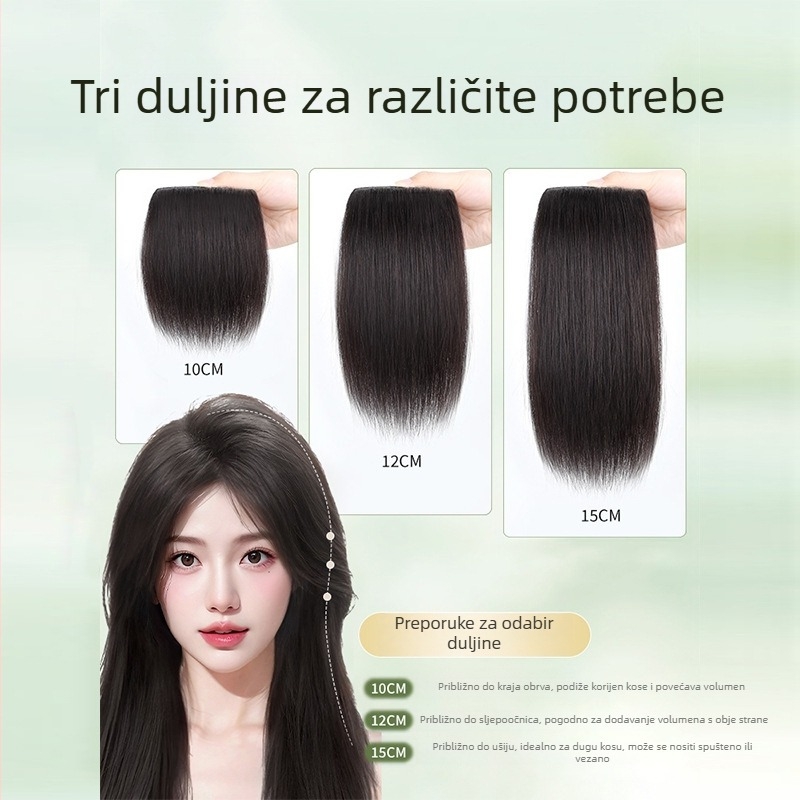 Dijelić perike za volumen na vrhu glave, pravi ljudski kos, ravno, model: Eight-character bangs