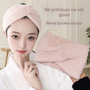 Čelenka za pranje lica s mašnicom, pliš, elastična, karirani uzorak, stil japansko-korejski