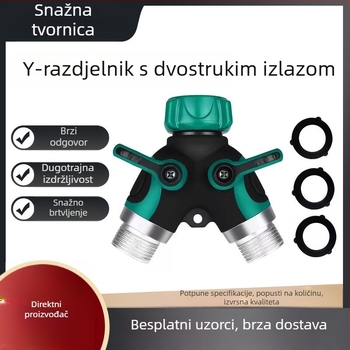 Y-tip dvostrukog protoka vrtni kuglični ventil od cinkovog legura