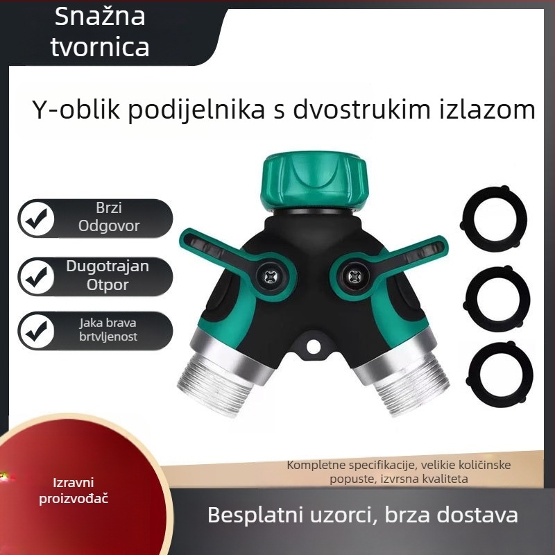 Y-tip dvostrukog protoka vrtni kuglični ventil od cinkovog legura