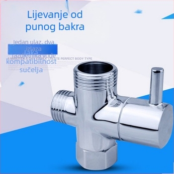 Bakreni tuš trostruki priključni ventil, model 353, elektroplatiran, radna temperatura 80°C, tip ugradnje: spoj