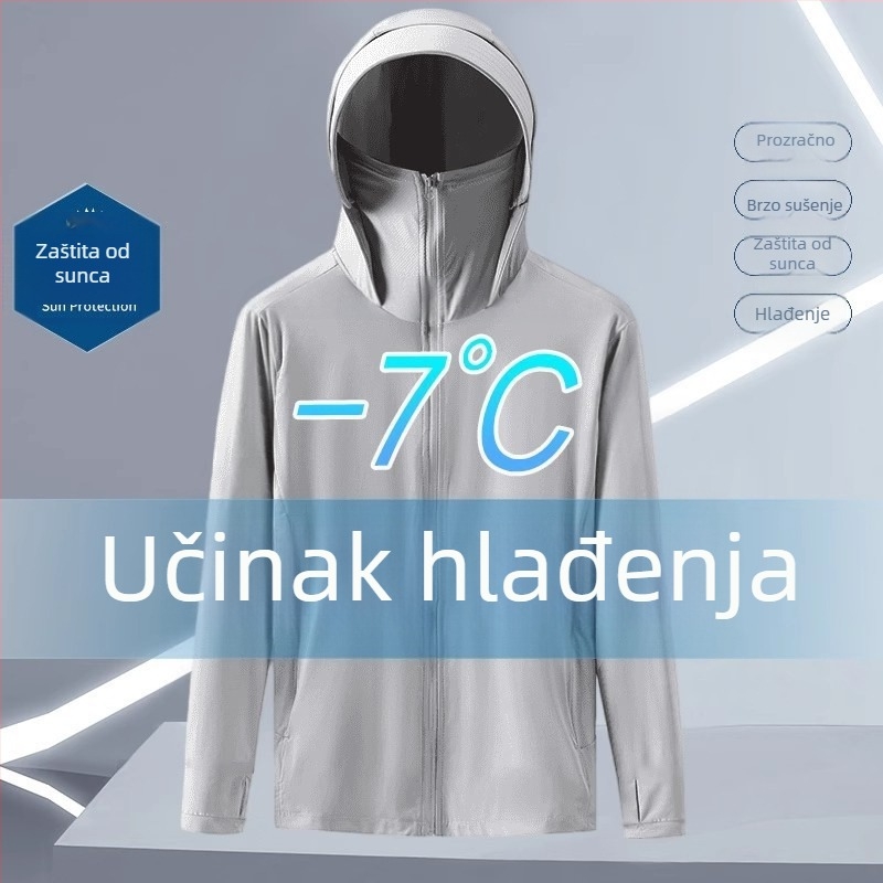 Jakna s kapuljačom, UPF50+ UV zaštita, lagani poliester, zatvarač sprijeda, bočni džepovi