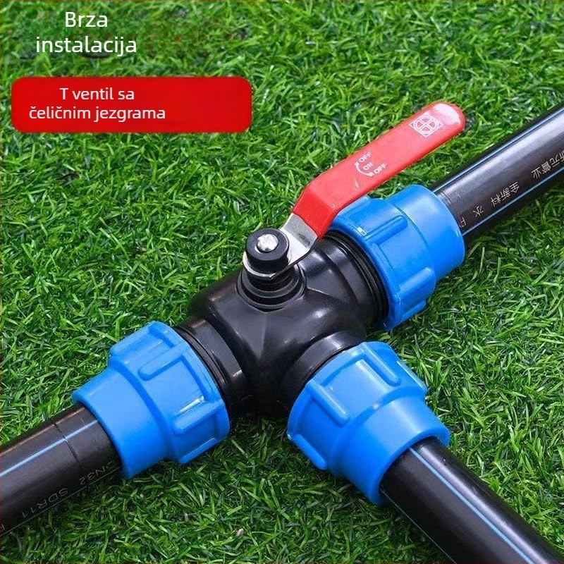 Vodovodni T spoj s ventilem, PP materijal, prilagođeno plastično jezgro