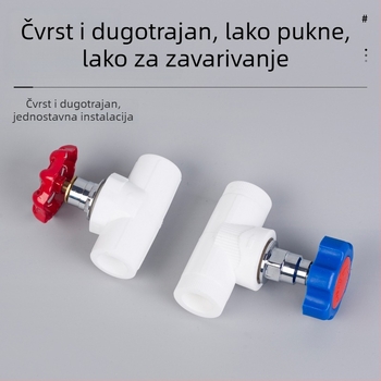 Debljena PPR zatvarač ventila za vodovodne cijevi, bakreno tijelo, za toplu i hladnu vodu