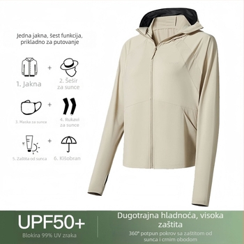 Kapuljačasta jakna s UV zaštitom UPF50+, lagana vanjska jakna od najlona