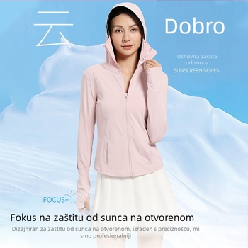 Ženska UV zaštita vjetrovka s kapuljom, najlon, brzo suši, prozračna, UPF50+, lagana vanjska jakna za ljeto i jesen