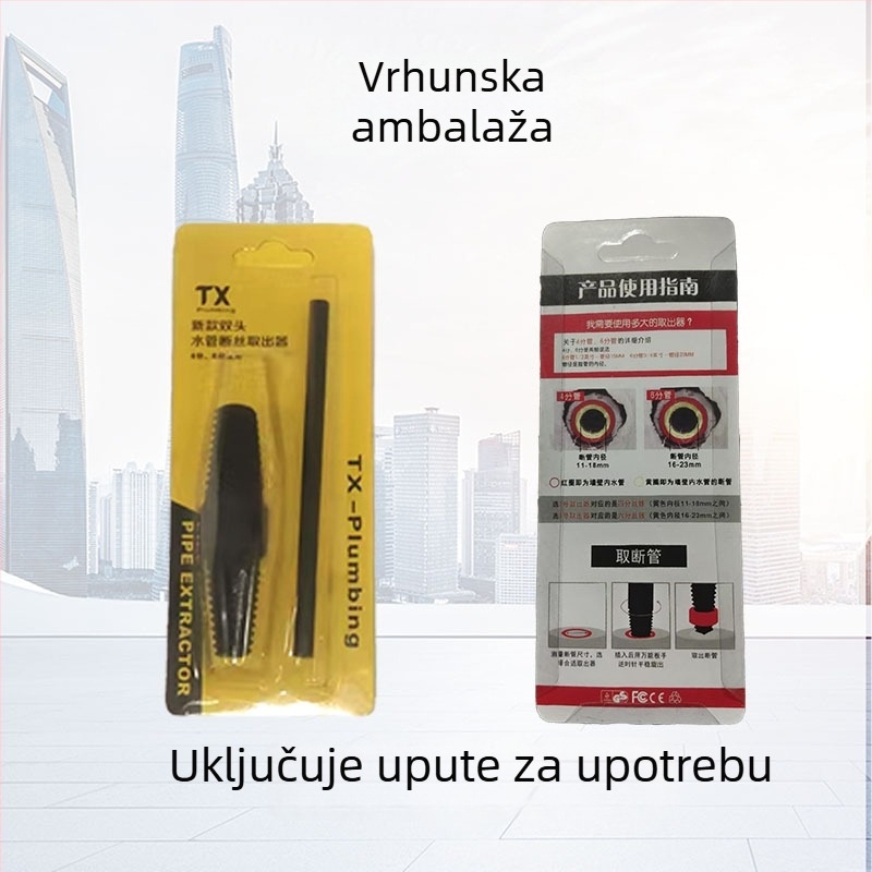 Dvoglavi izvlačivač navoja i uklanjivač cijevi – za kućnu i industrijsku upotrebu, ručno, karbonska čelika, TX