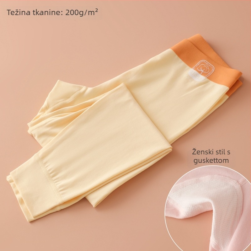 Bezšivne dječje hlače za spavanje s gussetom, modalno-pamukova smjesa (46% modal), visoki pojas, jesensko-zimska osnovna linija, unisex, djeca 3–8 godina (100–140 cm)
