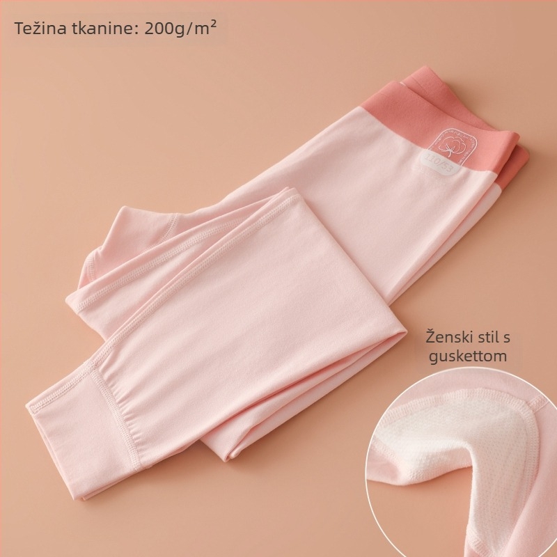 Bezšivne dječje hlače za spavanje s gussetom, modalno-pamukova smjesa (46% modal), visoki pojas, jesensko-zimska osnovna linija, unisex, djeca 3–8 godina (100–140 cm)