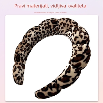 Čelenka za kosu s leopardovim uzorkom - Ručno izrađeni platneni dodatak za glavu za žene (Materijal: Tkanina; Postupak: Ručna izrada; Stil: Ins wind; Klasifikacija stila: Fresh and Sweet; Kategorija: Headwear; Sezona: Zima 2023)