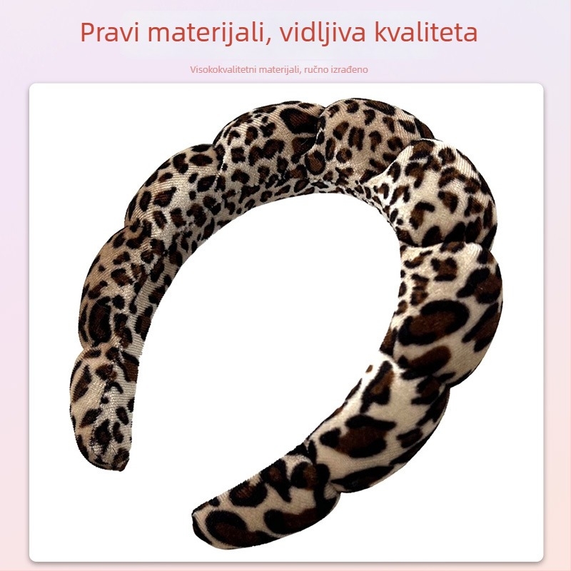 Čelenka za kosu s leopardovim uzorkom - Ručno izrađeni platneni dodatak za glavu za žene (Materijal: Tkanina; Postupak: Ručna izrada; Stil: Ins wind; Klasifikacija stila: Fresh and Sweet; Kategorija: Headwear; Sezona: Zima 2023)