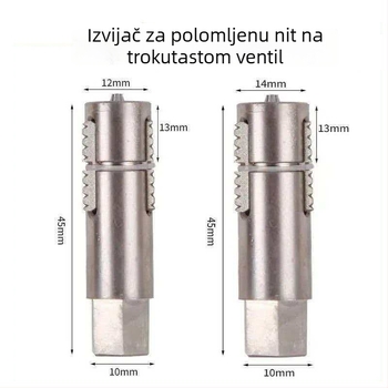 Alat za izvlačenje oštećenih navoja za trokutasti ventil u kućnoj vodovodnoj instalaciji