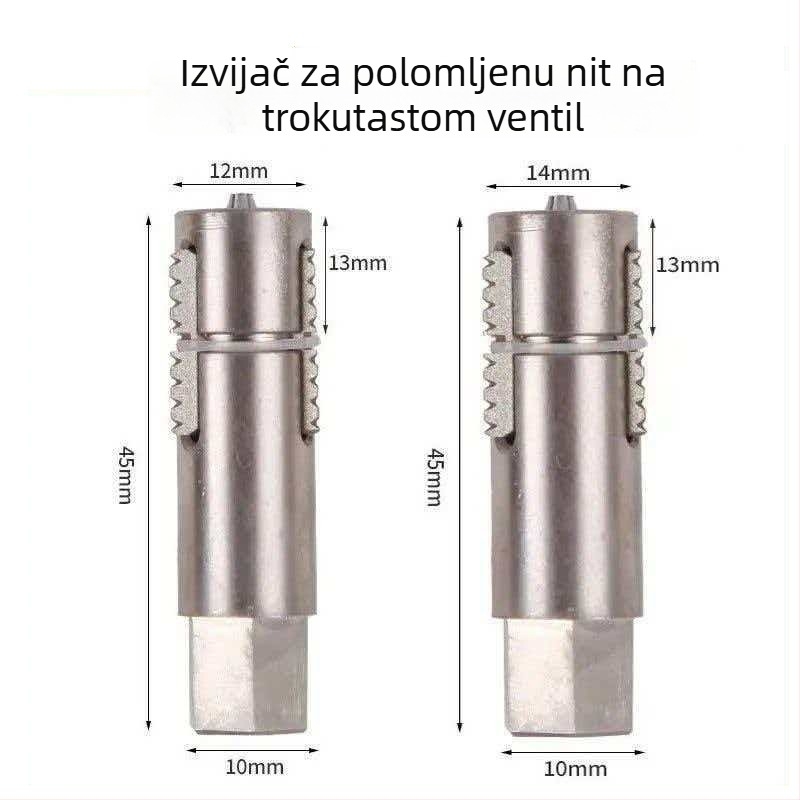 Alat za izvlačenje oštećenih navoja za trokutasti ventil u kućnoj vodovodnoj instalaciji