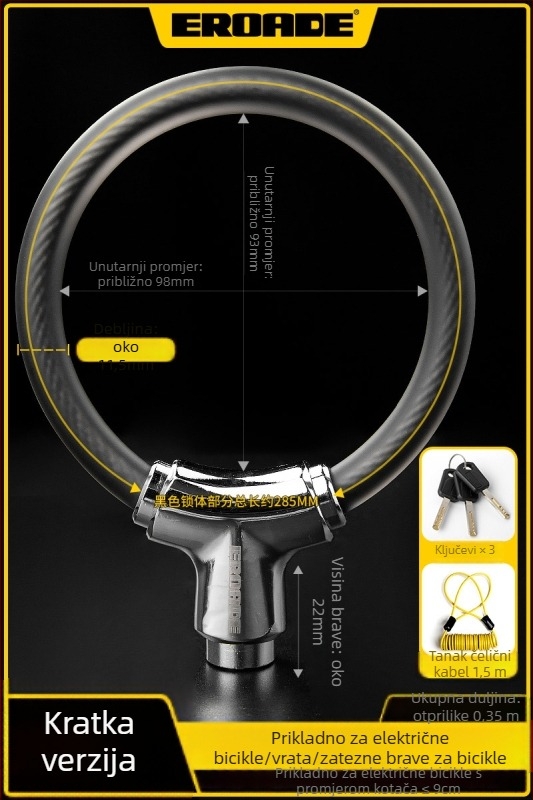 EROADE Katanac za bicikl — Prenosivi protivkrađni katanac, Unisex, Mogućnost prilagodbe, Materijal: Drugo
