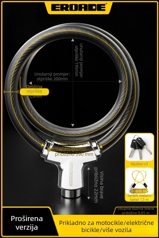 EROADE Katanac za bicikl — Prenosivi protivkrađni katanac, Unisex, Mogućnost prilagodbe, Materijal: Drugo