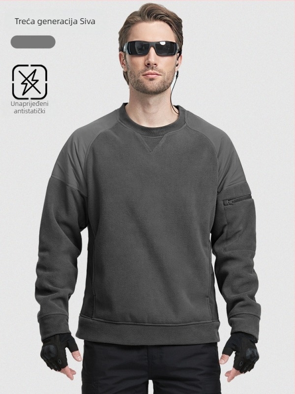 Muška vanjska jakna od flisa, pulover stil, polarni flis, podstava, vjetroodbojna, za zimu, proljeće i jesen