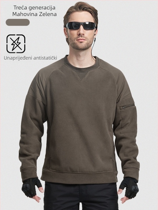 Muška vanjska jakna od flisa, pulover stil, polarni flis, podstava, vjetroodbojna, za zimu, proljeće i jesen