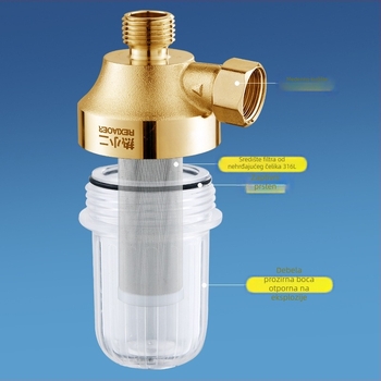 Haukele predfilter za kućni električni bojler — bakar + ABS, stil Light Luxury, pogodno za slavine, perilice rublja i tuševe