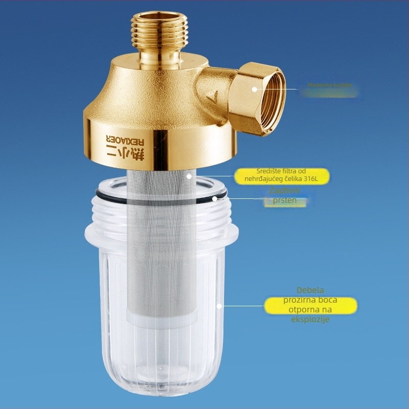 Haukele predfilter za kućni električni bojler — bakar + ABS, stil Light Luxury, pogodno za slavine, perilice rublja i tuševe