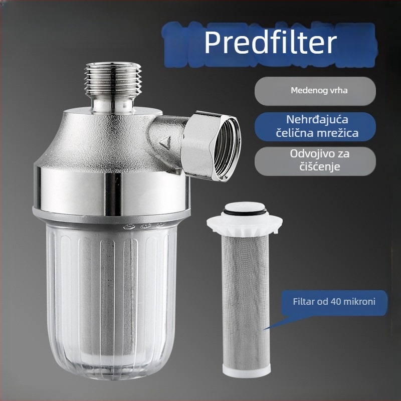 Haukele predfilter za kućni električni bojler — bakar + ABS, stil Light Luxury, pogodno za slavine, perilice rublja i tuševe