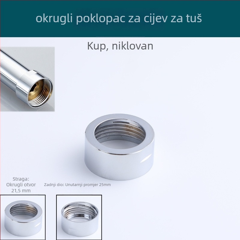 Pribor za miješanje ventila - Nehrđajući čelik i bakar; Šesterokutna kapica za miješanje ventila (nehrđajući čelik); Tuš spoj (nehrđirajući čelik, 2-djelni s brtvom); Kružni odjeljivač vode; Bakar štapovi set (4 kom)