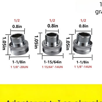 Adapter za tuš cijev s kuglastom glavom — bakar, navoj 14UN–20UN