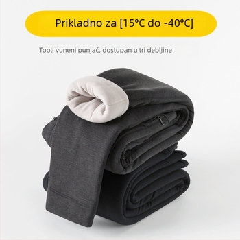 Unisex vunene termičke hlače, trostruki sustav grijanja, fleece podstava, visok struk, antibakterijske, održavaju toplinu