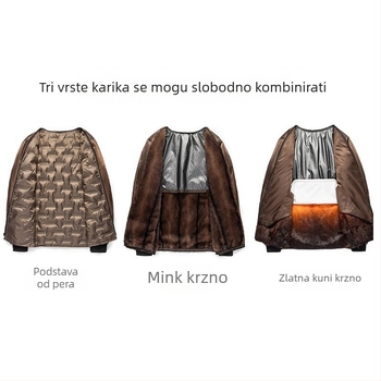 Muška jakna za jesen-zimu s odvojivom unutarnjom postavom i krznenim ovratnikom — bez kapulje, 95% poliestera, mješavina kemijskih vlakana, tri vrste podstava