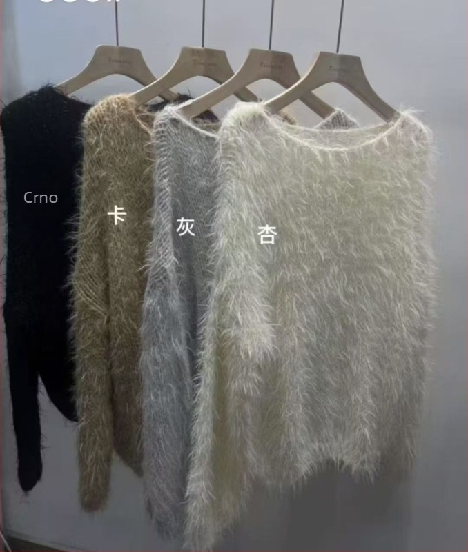 Korejski stil Mink Velvet pleteni džemper, opuštena silueta, kapuljača, srednja duljina