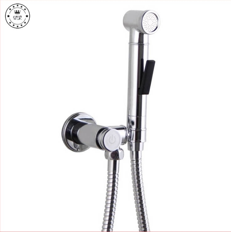 Pribor za WC tuš s bakrenim pojačanjem, zidna montaža, krom završni sloj, tlak 0.3–15 MPa, radna temperatura 0–90°C