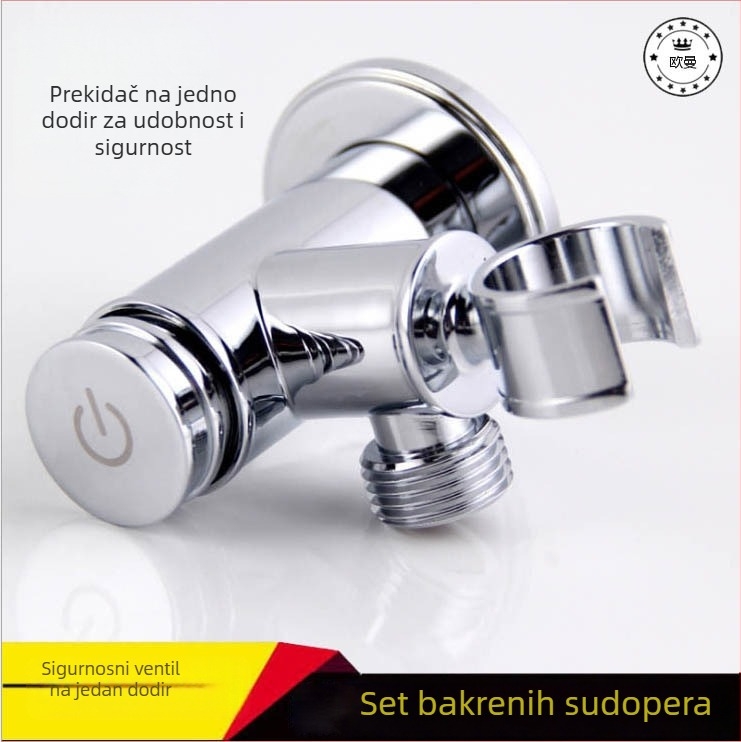 Pribor za WC tuš s bakrenim pojačanjem, zidna montaža, krom završni sloj, tlak 0.3–15 MPa, radna temperatura 0–90°C