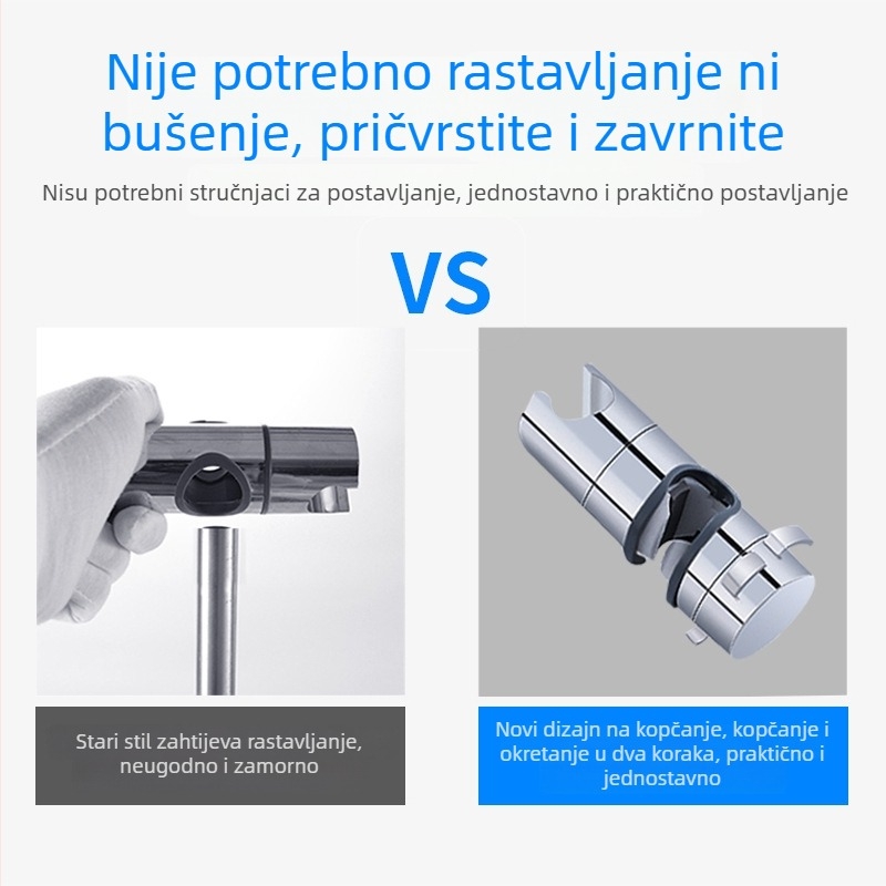 Držač tuša s podiznim kliznim kućištem – bez bušenja, ABS, elektroplatiranje, moderni minimalistički stil