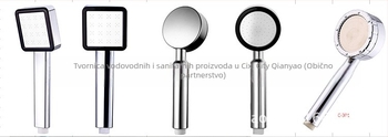 Kvadratna glava tuša s višestrukim mlaznicama, ABS, prijenosna, kišni način, model C-428, 0-85°C