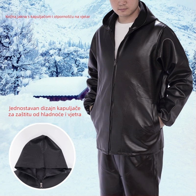 PU kožne radne kombinezone s kapuljom, vodootporne i otporne na ulje, prednji zatvarač, širokog kroja